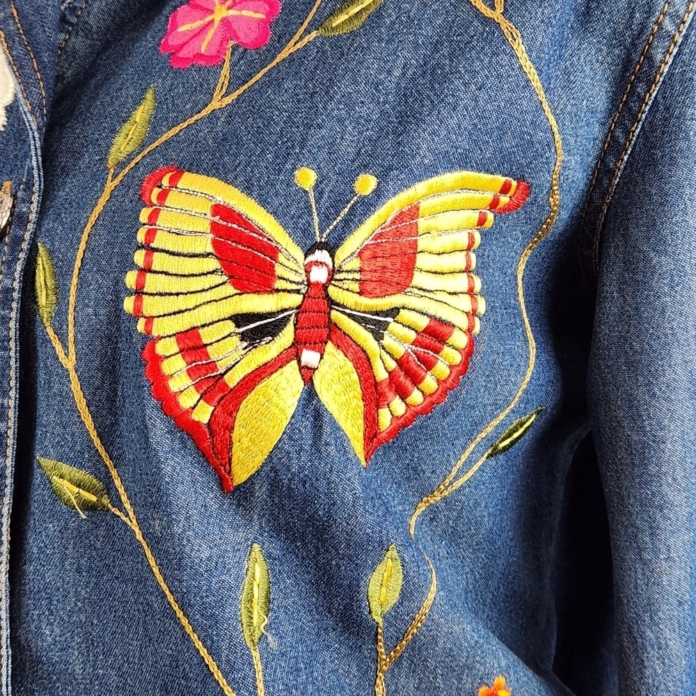 Julia Kin Embroidered Denim Jacket Size PS - Picture 11 of 11